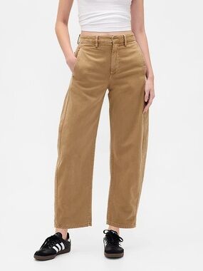 NEW! GAP Palamino brown Mid Rise Twill Barrel Pants - 8 TALL ONLY